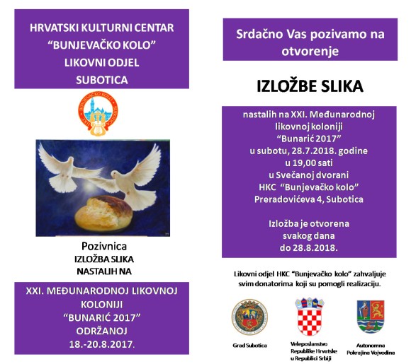 Izložba slika XXI Međunarodne likovne kolonije "Bunarić 2017"