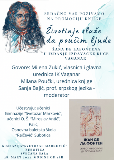 Promocija knjige “Životinje služe da poučim ljude” Žana de Lafontena i gostovanje izdavačke kuće Vaganar