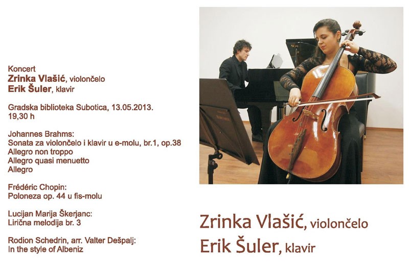 Koncert: Zrinka Vlašić (violončelo) i Erik Šuler (klavir)