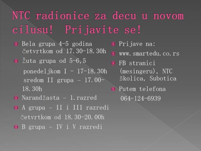 NTC školica upisuje nove polaznike