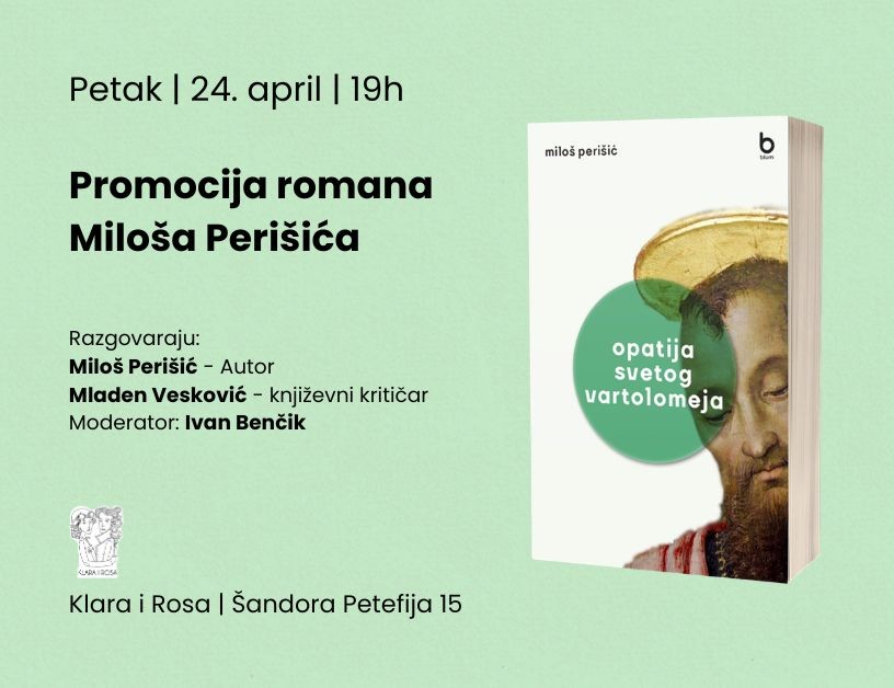 Promocija romana "Opatija svetog Vartolomeja" autora Miloša Perišića