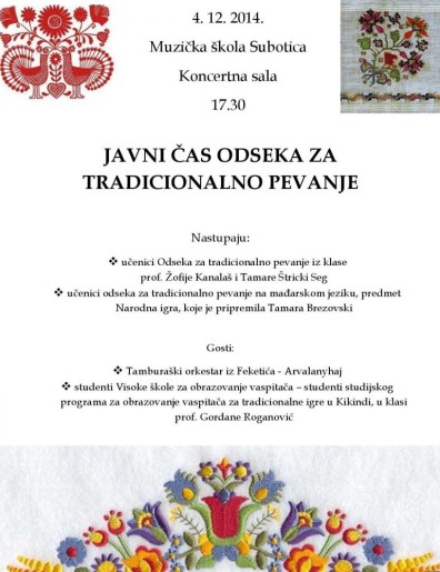 Javni čas odseka za tradicionalno pevanje