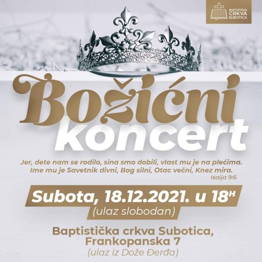 Koncert božićnih pesama u Baptističkoj crkvi