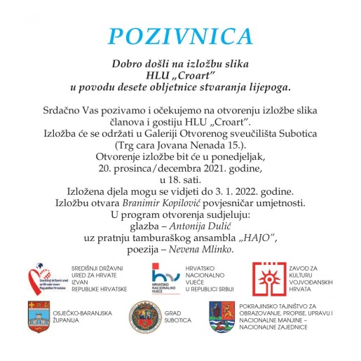Otvaranje izložbe slika članova HLU CroArt i gostiju u povodu 10. obljetnice rada