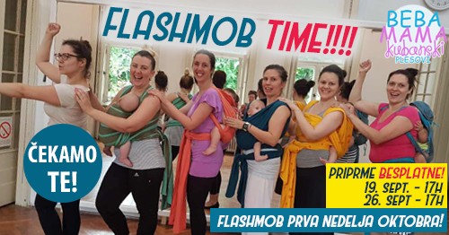 Uvežbavanje koreografije za flashmob povodom međunarodonog dana nošenja beba u marami