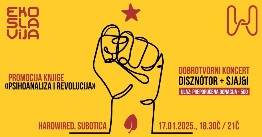 Promocija knjige "Psihoanaliza i revolucija" + Dobrotvorni koncert za prihvatilište za beskućnike (Disznótor / Sjaj&I)