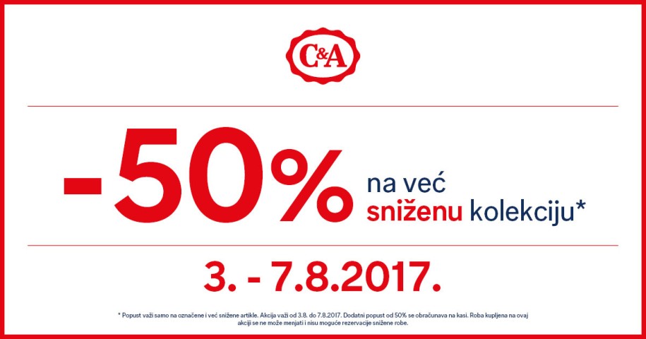 C&A - 50% na već sniženu kolekciju