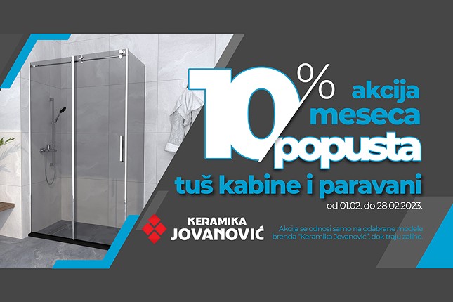 U toku popusti na tuš kabine i paravane  u salonima "Keramike Jovanović"
