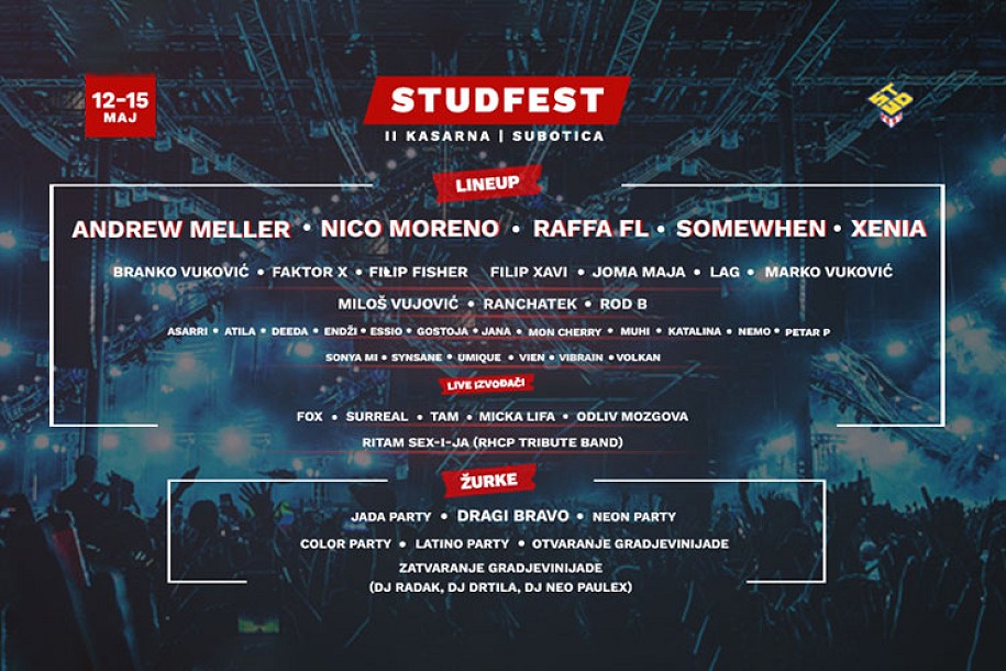 "StudFest" - jedinstveni muzički festival od 12. do 15. maja u Subotici
