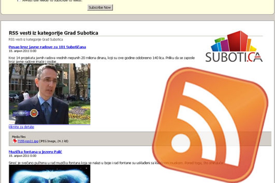 RSS feed - vesti u pojednostavljenom obliku