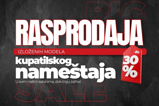 Velika rasprodaja izloženih modela kupatilskog nameštaja – uštedite do 30%!