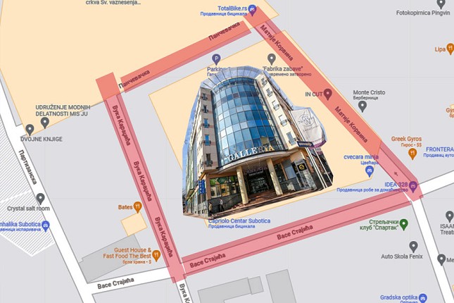 Ulice oko hotela "Galleria" zatvorene za saobraćaj u četvrtak i petak