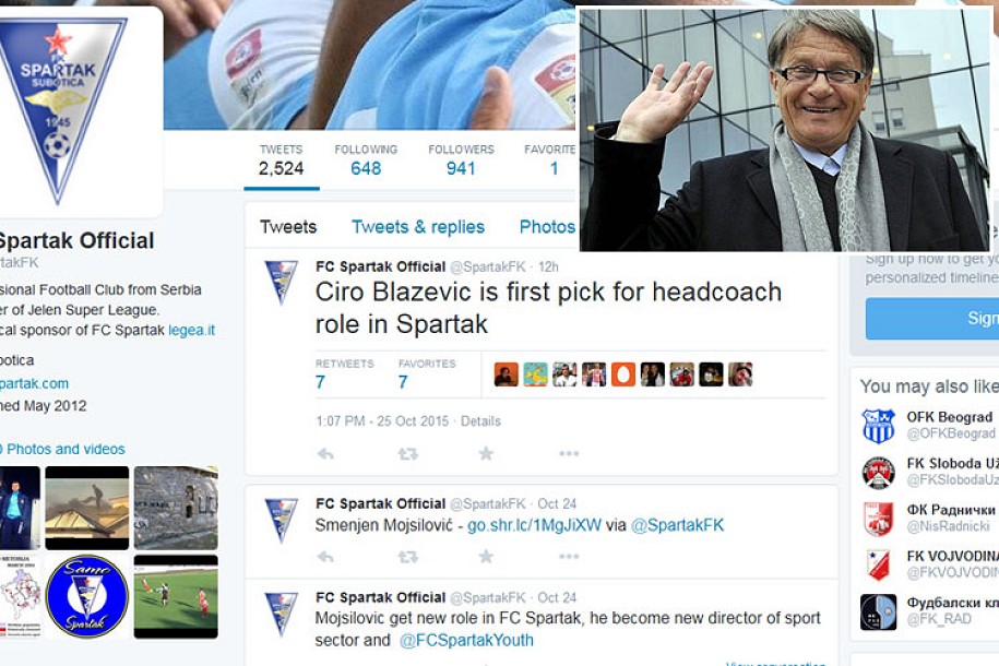 Ćiro Blažević na klupi FK "Spartak"?