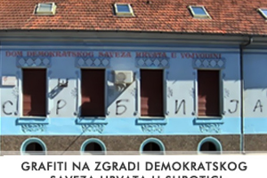 Grafiti na zgradi Demokratskog saveza Hrvata u Subotici