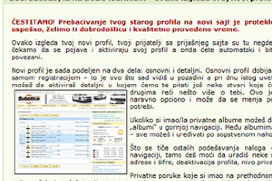 Aktiviranje profila na novom sajtu