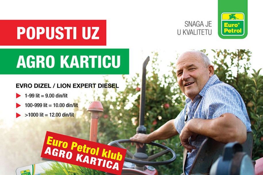 Popusti uz Agro karticu na svim benzinskim stanicama "Euro Petrola"