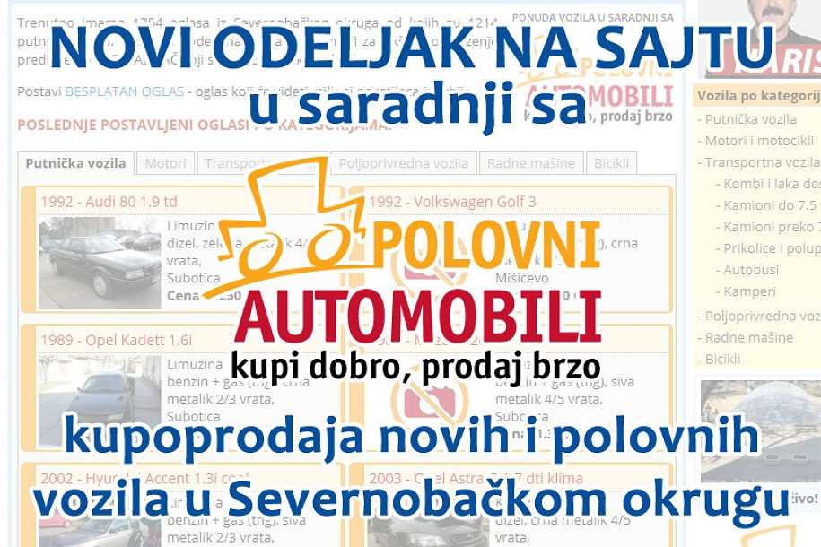 Novi odeljak polovnih i novih vozila u Severnobačkom okrugu
