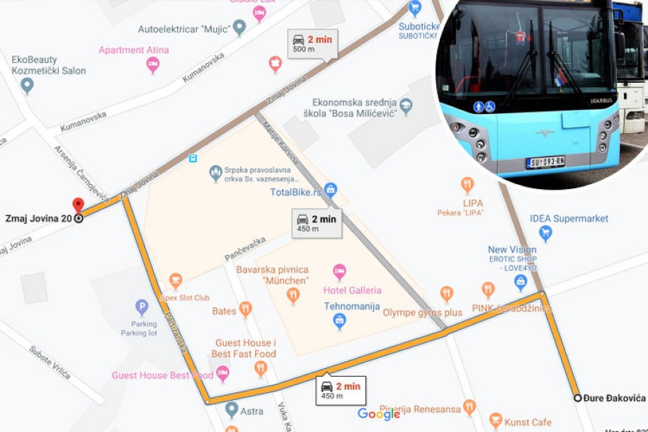 Promena saobraćanja autobuskih linija kroz Zmaj Jovinu u sredu
