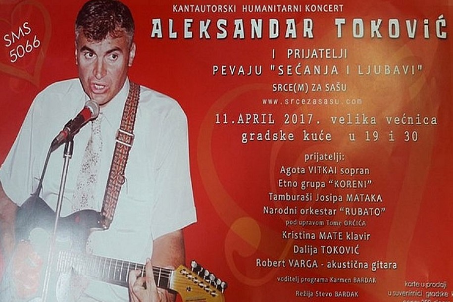 Koncert "Srce(m) za Sašu" u utorak u Velikoj većnici