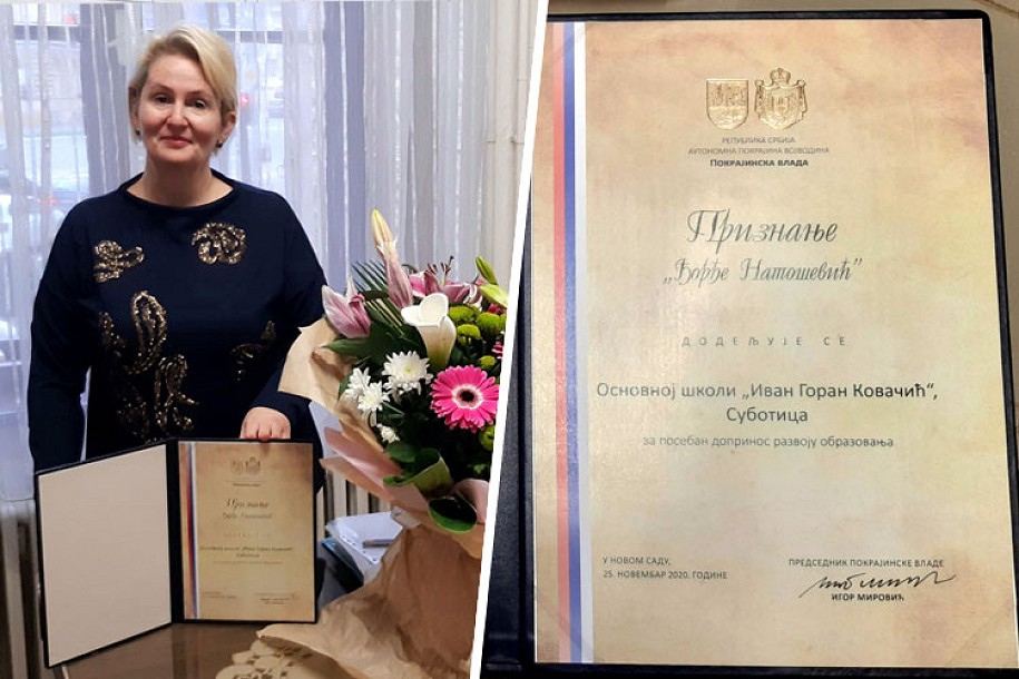 OŠ "Ivan Goran Kovačić" dobila priznanje „Đorđe Natošević“