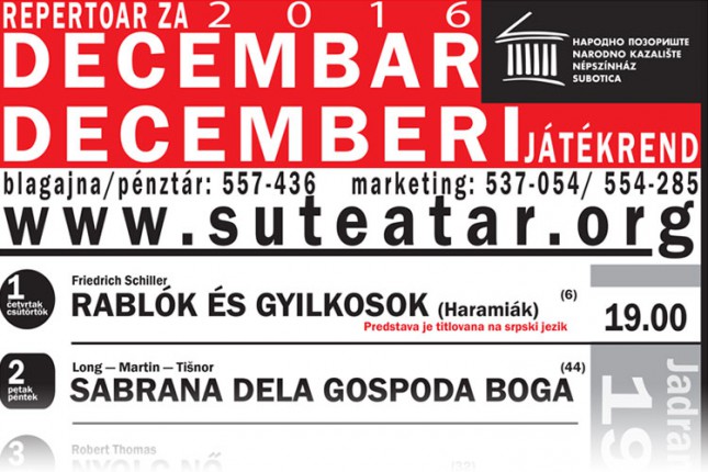 Dve pozorišne premijere u decembru