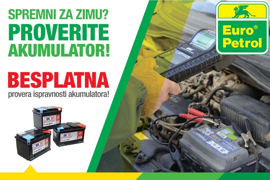 Besplatna provera stanja akumulatora na pumpi Euro Petrola