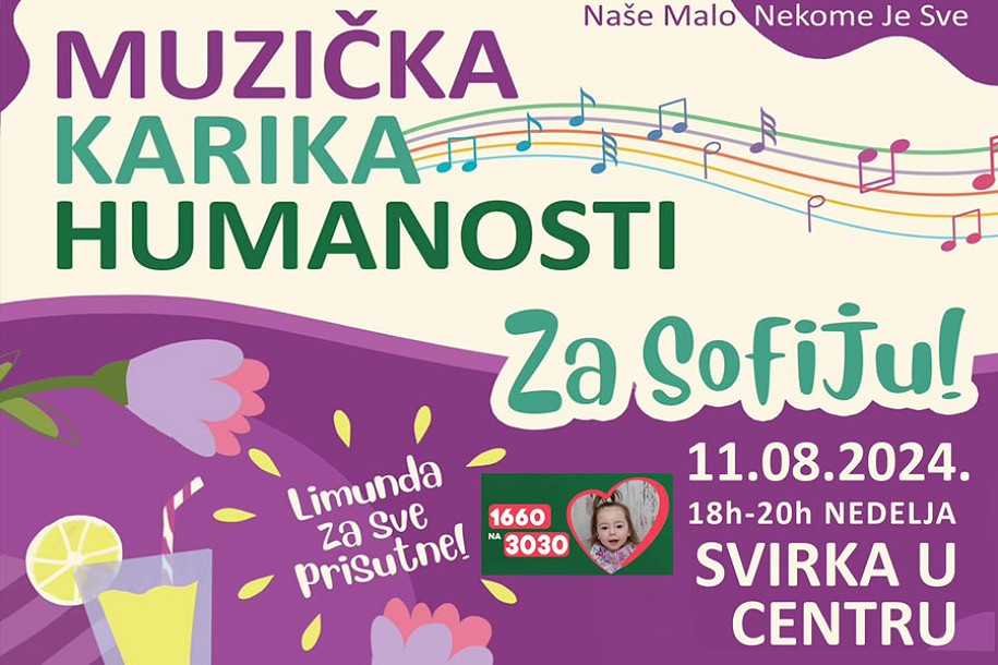 Muzička karika humanosti - koncert za Sofiju u nedelju kod Plave fontane