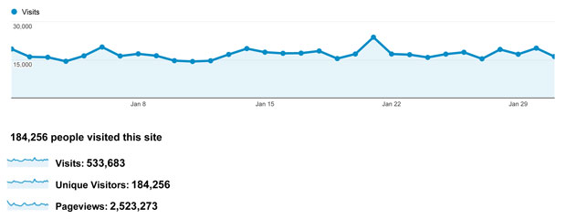 Preko pola miliona poseta sajtu u januaru 2013.