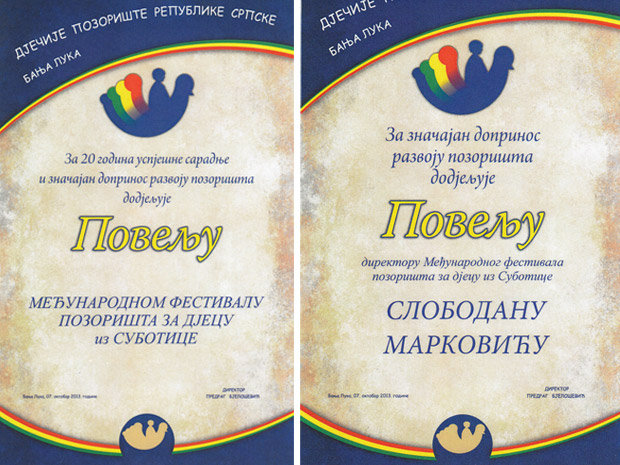 Nova priznanja za Međunarodni festival pozorišta za decu