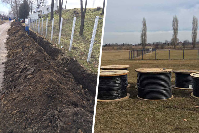 U toku montiranje sijalica na stubove reflektora na Gradskom stadionu