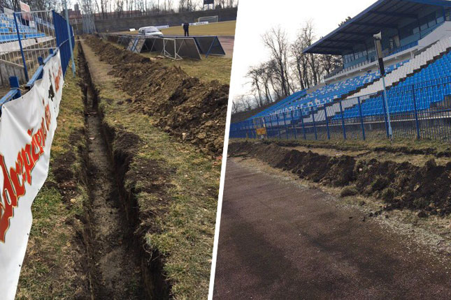 U toku montiranje sijalica na stubove reflektora na Gradskom stadionu
