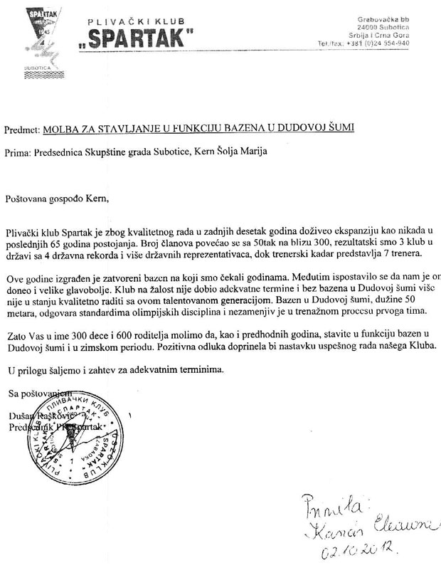 Novi termini za plivače na bazenu "Prozivka" i bazenu u Dudovoj šumi