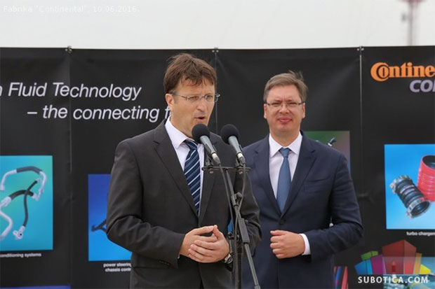 Premijer na polaganju kamena temeljca za novi pogon fabrike "Continental"