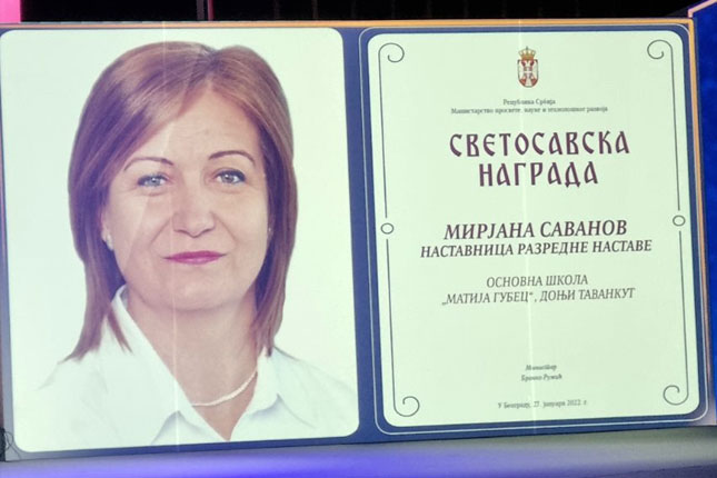 Mirjana Savanov dobitnica Svetosavske nagrade