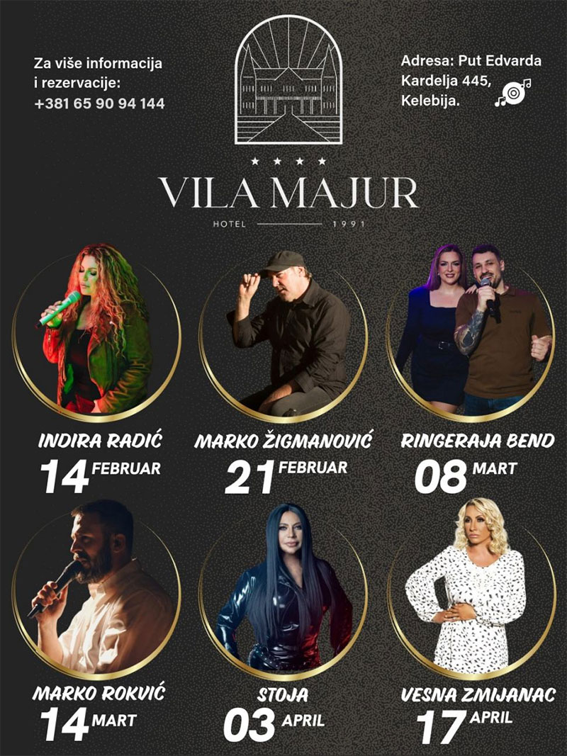 Večeri uz pesmu, sjajnu atmosferu i kvalitetnu hranu: Vila Majur otvara koncertnu sezonu