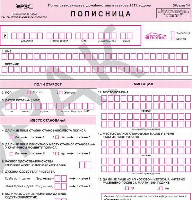 Novine u upitniku za popis stanovništva