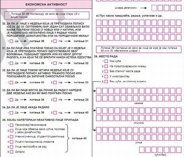 Novine u upitniku za popis stanovništva