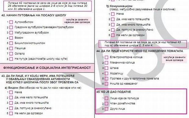 Novine u upitniku za popis stanovništva