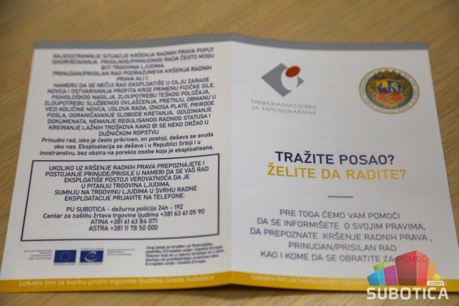 Flajer kao upozorenje na problem radne eksploatacije