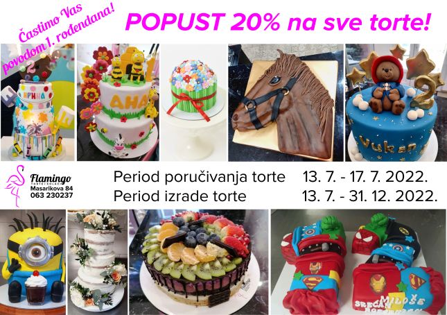 Poslastičarnica "Flamingo" slavi prvi rođendan - 20 odsto popusta na sve torte do kraja godine