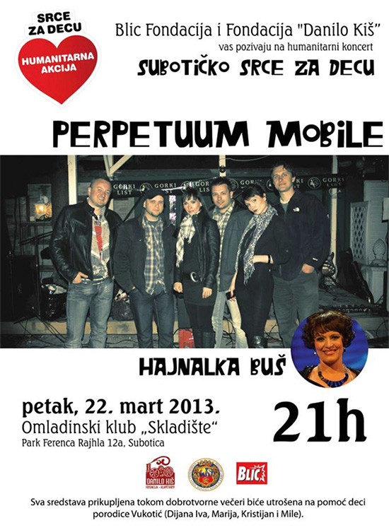 Večeras humanitarni koncert "Subotičko srce za decu" (Hajnalka Buš i Perpetuum Mobile)