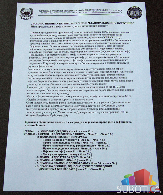 Protest ratnih veterana na Gradskom trgu