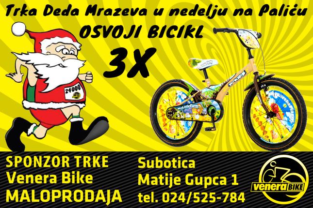 "Venera bike" nagrađuje učesnike trke Deda Mrazeva na Paliću