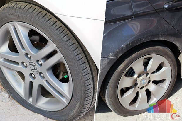 Probušene gume na automobilima na Radijalcu