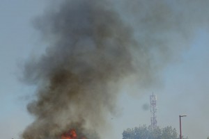 Gorelo rastinje u krugu bivše fabrike Zorka