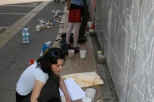 Oslikavanje ograde gradilišta Narodnog pozorišta