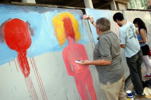 Oslikavanje ograde gradilišta Narodnog pozorišta