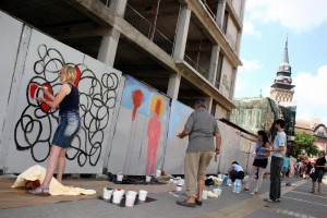 Oslikavanje ograde gradilišta Narodnog pozorišta