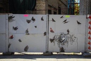 Oslikavanje ograde gradilišta Narodnog pozorišta (posle drugog dana)