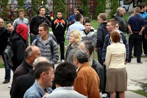 Protest učenika i roditelja Tehničke škole "Ivan Sarić"
